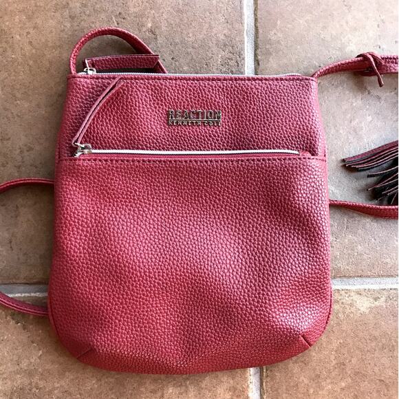 Kenneth Cole Reaction Cherry Red Pebbled Faux Leather Crossbody Bag - Picture 7 of 7